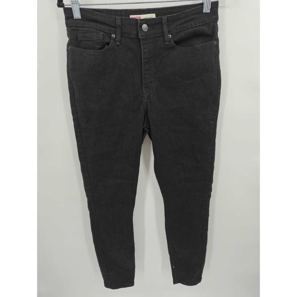 Signature by Levi Strauss & Co Womens Mid-Rise Skinny Jeans Black 6M W28 L30